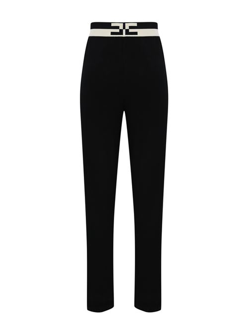 Pantalone jogger in maglia di viscosa nero/burro Elisabetta Franchi | KP62S46E2685